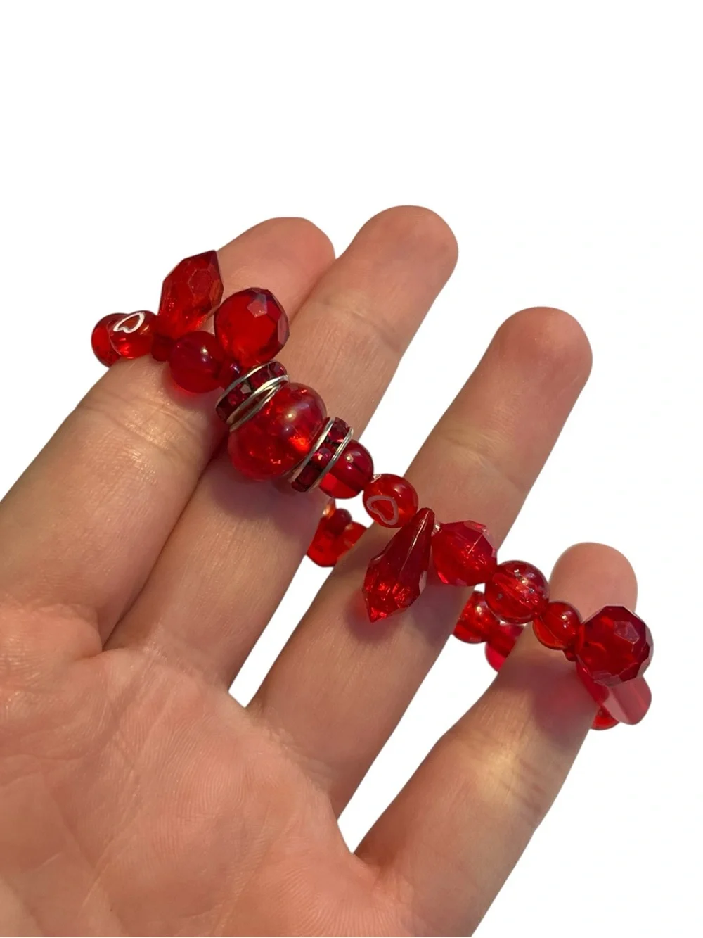 🍭5 for $20🍭 Red Acrylic Crystal Beaded Stretch Bracelet CC M